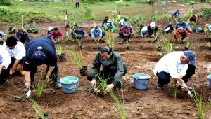 Jokowi Tanam Vetiver Bersama Warga untuk Cegah Longsor di Bogor