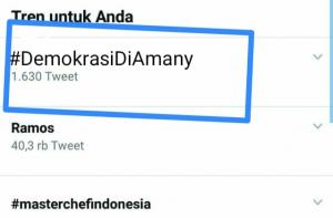 Tagar DemokrasiDiAmany Jadi Trending di Media Sosial Twitter Minggu 18 Oktober