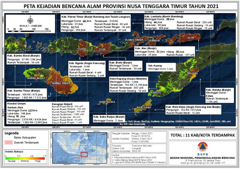 BNPB Rilis Peta Kejadian Bencana Alam Provinsi Nusa Tenggara Timur
