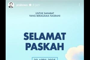 Ucapkan Selamat Paskah 2025, Presiden Prabowo: Terus Jaga Persatuan dan Menabur Kebaikan