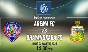 Skor Sementara Arema FC Vs Bhayangkara 1-1: Gol Cepat Fareed Sadat Dibalas Dalberto 