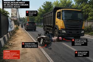  Inalilahi! Gagal Menyalip, Pengendara Scoopy Tewas Terlindas Truk di Cileungsi