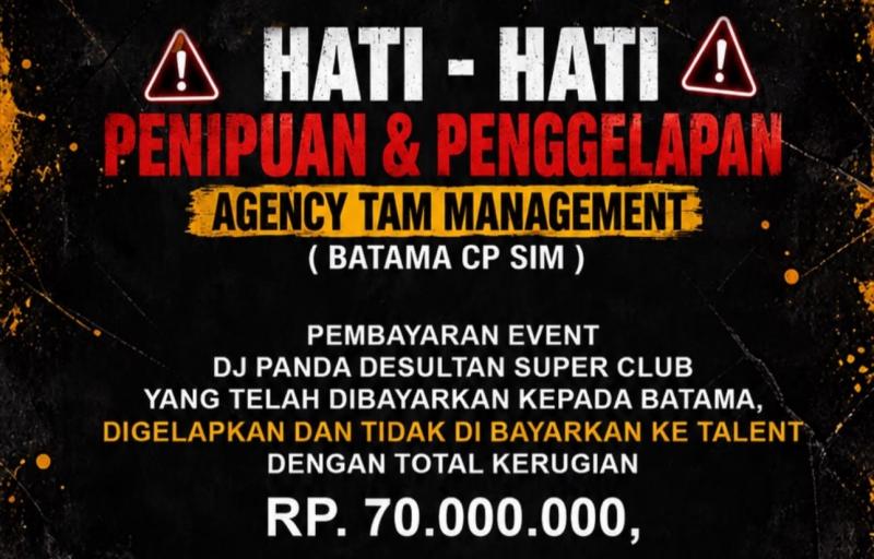 De Sultan Super Club Diduga Korban Penipuan Agency, Rencana Undang DJ Panda