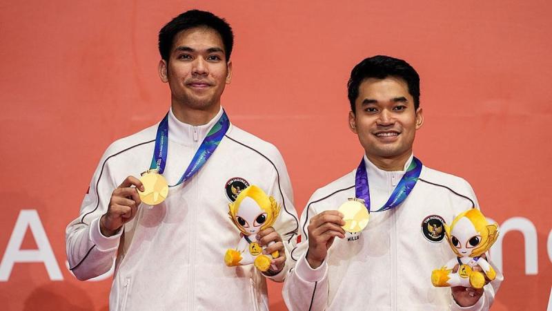 Pasangan ganda putra Indonesia Leo  Rolly Carnando/Daniel Marthin sukses meraih medali emas di Asian Games 2026.