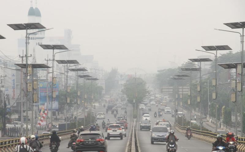 Kabut asap di Kalimantan Selatan. (Foto: Antara)