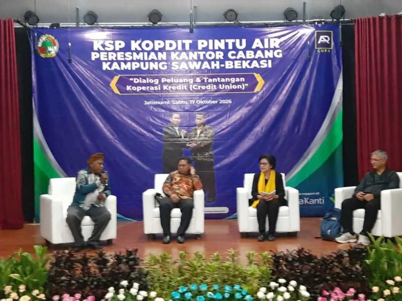 Dialog Peluang dan Tantangan Koperasi Kredit Pintu Air, yang diselenggarakan dalam rangka peresmian Cabang Kampung Sawah–Bekasi, Sabtu (17/10/2026). (Foto: Ist)
