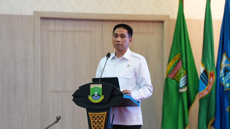 Wamendagri Akhmad Wiyagus pada Rapat Koordinasi Penguatan Tata Kelola Pemerintahan Daerah dan Pencegahan Korupsi dalam Penyelenggaraan Pemerintahan Daerah di Pendopo Gubernur Banten, Kota Serang, Banten, Kamis (29/10/2026). (Foto: Puspen Kemendagri)